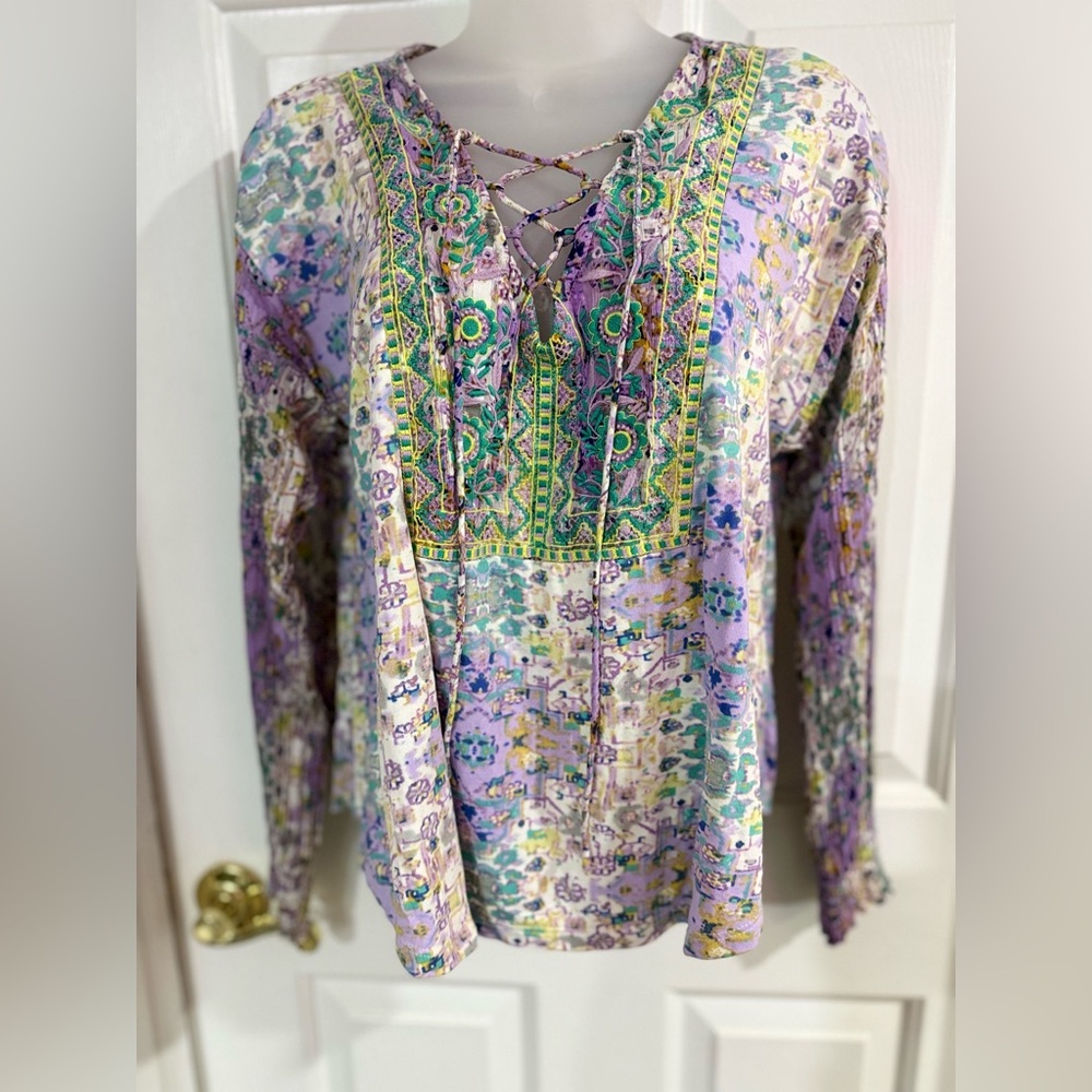 Anthropologie Odetta Embroidered Top